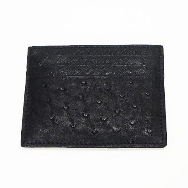 天然皮革　カードケース　オーストリッチ革　黒　日本製　WL69-BK
