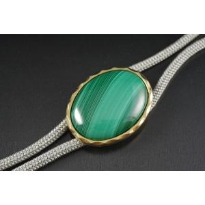 ループタイ・金色フレーム付き　マラカイト（孔雀石）　/rtfg-15