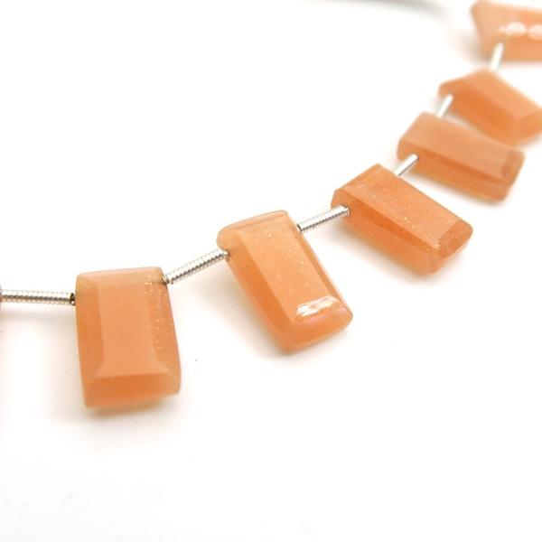 天然石 ビーズ セール半額 オレンジムーンストーンＡＡＡレクタングルカット 約8×14ｍｍ 1粒売り...