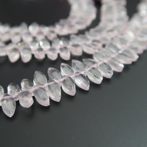 天然石 ビーズ ローズクォーツＡＡＡマーキスカット 約3.5×8ｍｍ　1粒売り