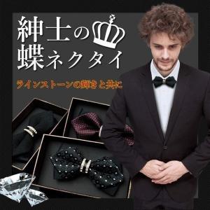 紳士の蝶ネクタイ01 ラインストーン付き ボウタイ アクセサリー