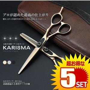 5セット 美容 ハサミ 2本セット カリスマ 専用ケース付属 カット 梳きバサミ スキ ステンレス