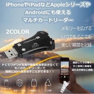 SD カードリーダー 4in1 iPhone Micro-USB メモリー スティック Android USB 3.0 CM-4in1SD