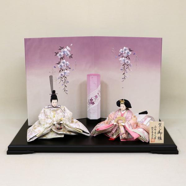 【東玉】雛人形　衣裳着親王平台飾り　しだれ桜　紫暈し　東之華 作　【売約済み】