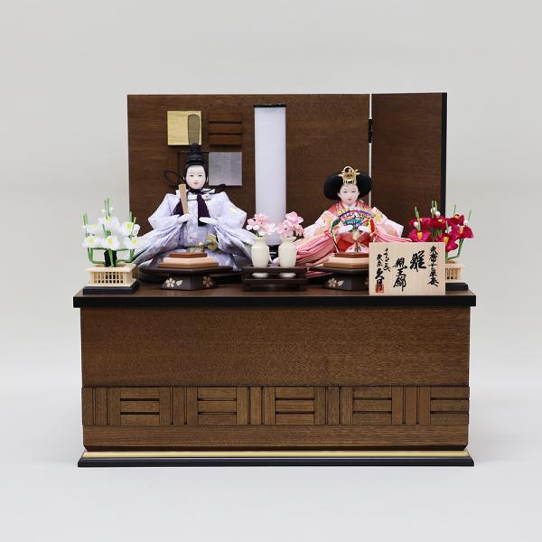 【久月】雛人形　コンパクト　芥子親王収納飾り　薄紫　ピンク　モダン衣装着親王飾り