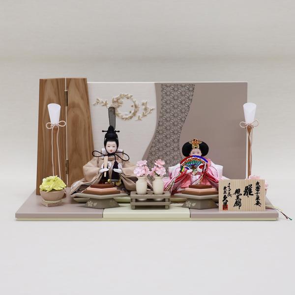 【久月】刺繍　薄茶　七宝　衣装着　おしゃれ　コンパクト　柳親王飾り