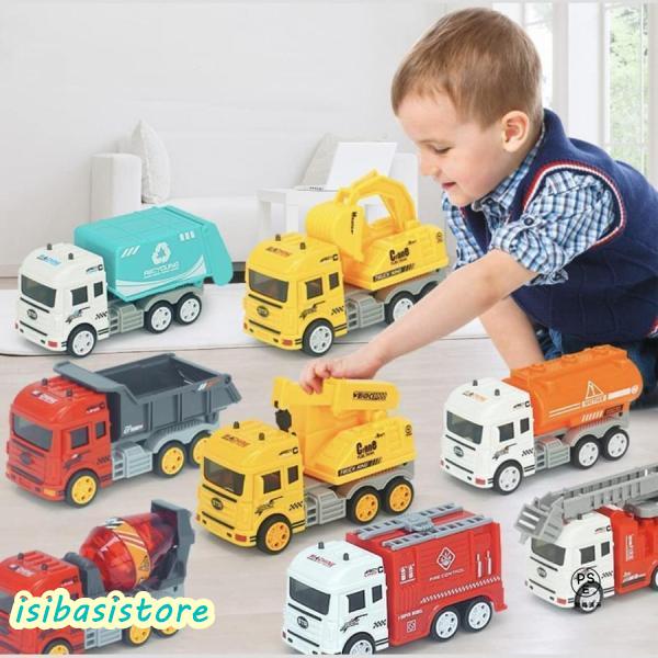 建設車両 工事車 働く車 ミニカーセット フォーククレーン 消防車 男の子おもちゃ 慣性車 誕生日プ...