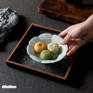 花海棠柄 ガラス トレイ お皿 レトロ調 トレ...の詳細画像3