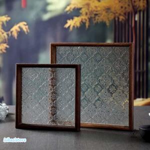 花海棠柄 ガラス トレイ お皿 レトロ調 トレ...の詳細画像4