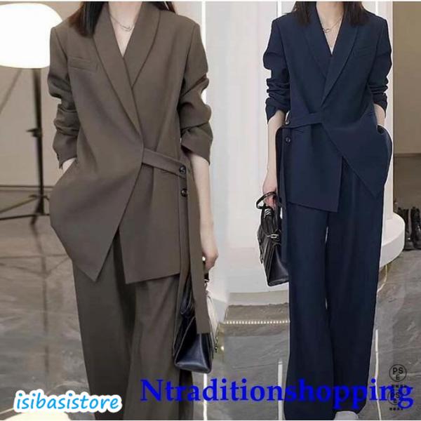 カジュアルスーツ セレモニースーツ 上品 ママスーツ 体型カバー スーツ レディース セットアップ ...