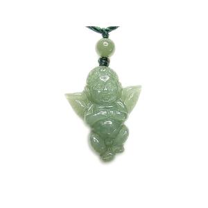 良質天然石ひすい薄緑色本翡翠ジェダイト枝豆福豆彫りステンレス