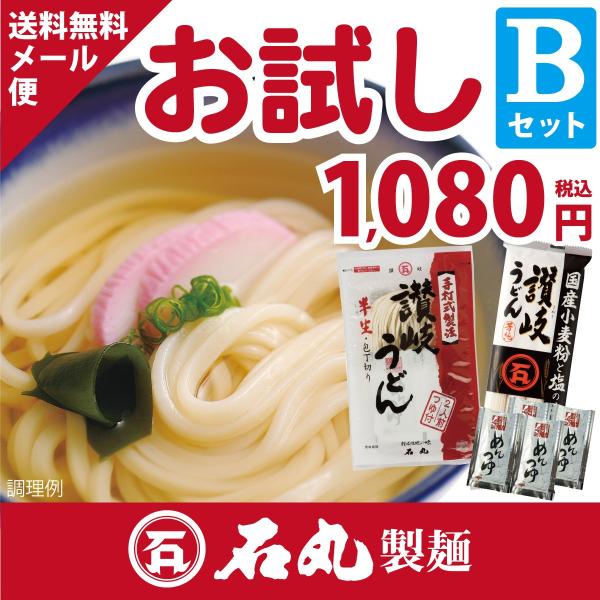 HP-6B 石丸 お試しセットB メール便送料無料 ポイント消化 讃岐うどん 半生 乾麺 香川 石丸...