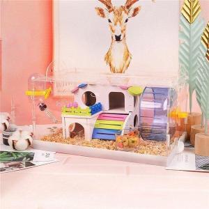 ハムスター用品 ハムスターケージ 小動物用ケージ ケージ 広いハウス 小動物小屋 籠 かご 飼育 大きい 透明 滑り止め 掃除しやすい 贅沢セット