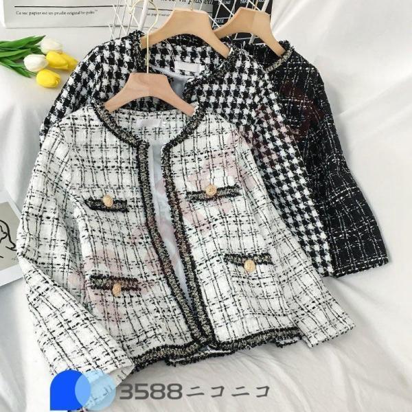 ツイードジャケット レディース 40代 長袖ノーカラージャケット ショット丈ツイードコート 春コート...