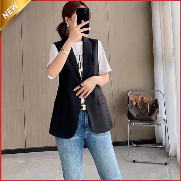ジレ ロングジレ レディース ロングロング丈 羽織 着痩せ フォーマル 通勤 ビジネス ゆったり ジ...