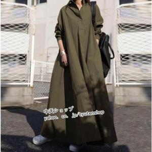 春シャツワンピース ワンピースレディース40代...の詳細画像3