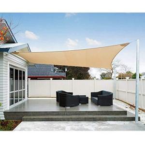 SUNNY GUARD日除けシェード 4×6m ベージュ シェードセイル四角 UVカットオーニング