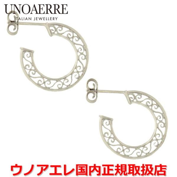 ウノアエレ UNOAERRE K18ホワイトゴールド レースデザインピアス イタリー製 24957 ...