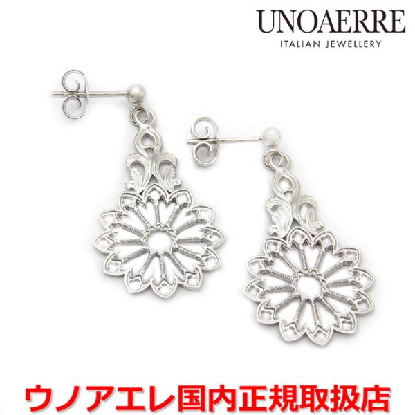 ウノアエレ UNOAERRE K18ホワイトゴールド バラ窓デザインピアス イタリー製 26873 ...