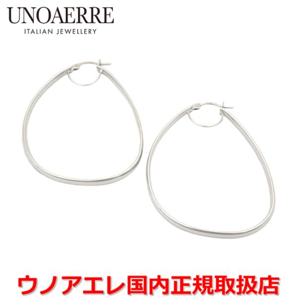 ウノアエレ UNOAERRE K18ホワイトゴールド デザインフープピアス イタリー製 29460 ...