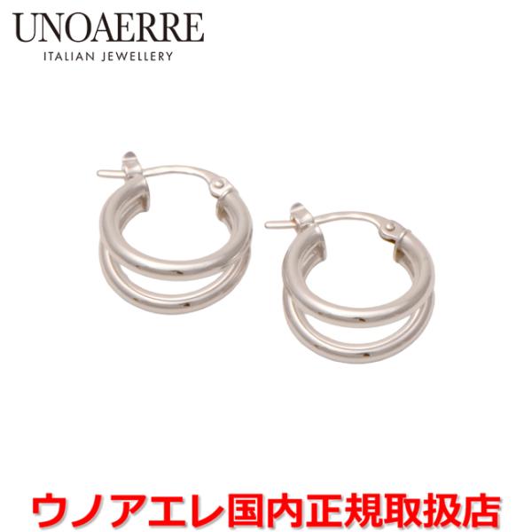 ウノアエレ UNOAERRE K18ホワイトゴールド デザインフープピアス イタリー製 31374 ...