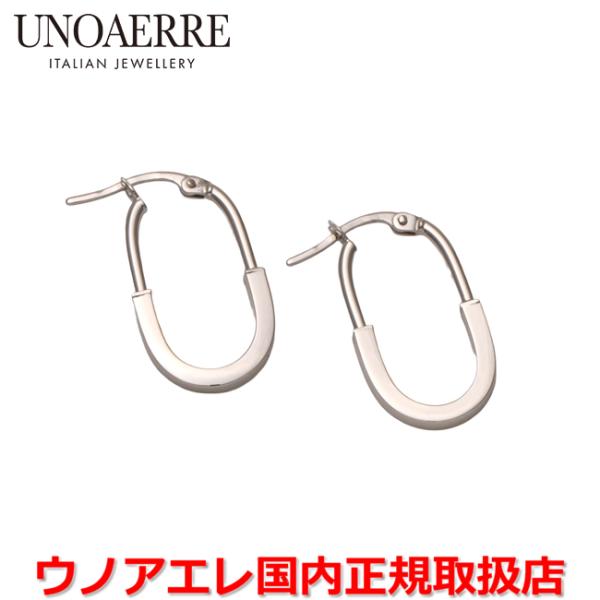 ウノアエレ UNOAERRE K18ホワイトゴールド デザインフープピアス イタリー製 31362 ...