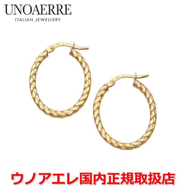 ウノアエレ UNOAERRE K18イエローゴールド デザインフープピアス イタリー製 31760 ...