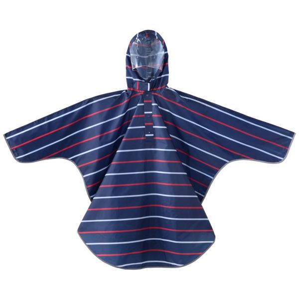 【即発送】川住製作所 チャリポンチョ 紺地/赤・白ボーダー KW-628NV