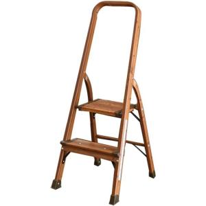 【新品アウトレット】山善(YAMAZEN) 木目調幅広ステップ (2段) 折りたたみ 踏み台 PSH...