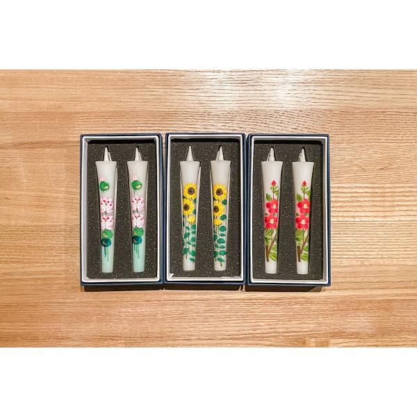 磯部ろうそく店 絵ろうそく 四季の花(約90mm) 2本入り