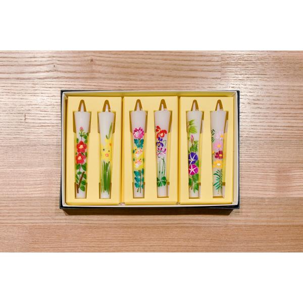 磯部ろうそく店 絵ろうそく 四季の花(約90mm) 6本入り