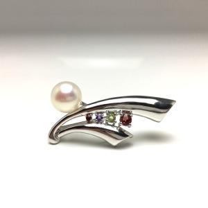 ブローチ あこや本真珠 ピンブローチ ラペルピン パール 8-8.5mm k18