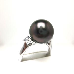 パール リング 指輪 ブラックパール 黒タヒチ黒蝶真珠 11mm