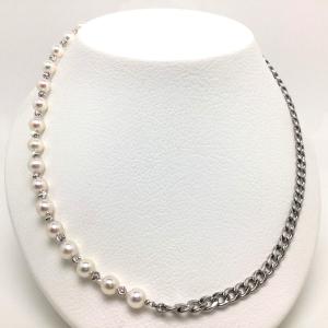アコヤ本真珠 パール ネックレス 特濃ナチュラルメタリックブルー 44