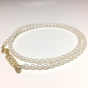ネックレス 淡水パール約40cm+5cmアジャスター付ネックレス 幅約4-4.5