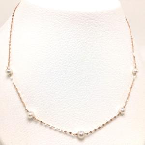 かずみK18アコヤ真珠　4-8mm ステーションネックレス 70cm 天然 アコヤ真珠越し物 8-8.5mm 真珠 ステーション ネックレス 45cm