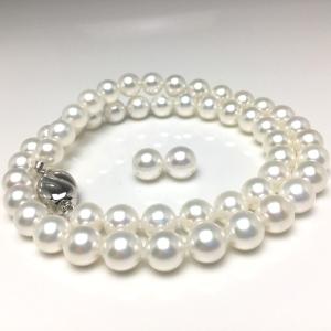 ネックレス 花真珠鑑別書付 真珠7.5-8mmと8.2mmピアスかイヤリング選択