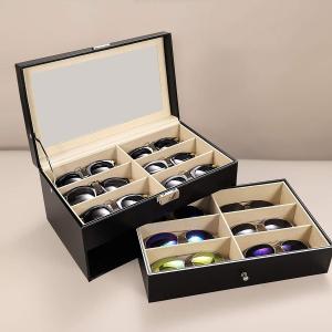メガネ　サングラス　収納ボックス　12個　12本　収納　コレクション　ケース　収納ケース　展示　ディスプレイ　レザー風　おしゃれ｜isozaki-store