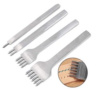 レザークラフト 道具 工具 菱目打ち 4本 セット 3mm 4mmピッチ
