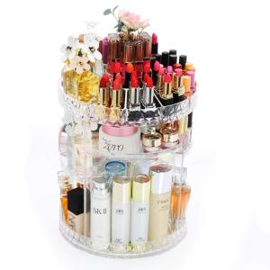 コスメボックス タワー型メイクボックス 360度回転式 収納 卓上メイク