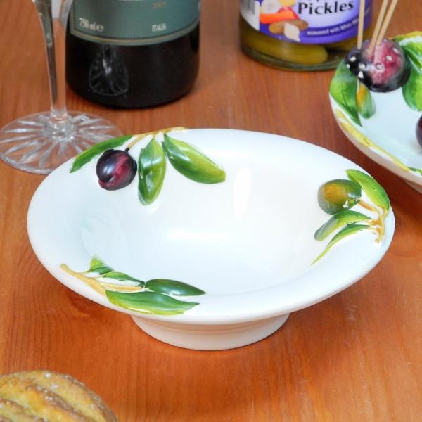 イタリア製 デザートボウル（16cm）レリーフ オリーブ柄食器 ヨーロッパ 小鉢 アイスクリームやフ...