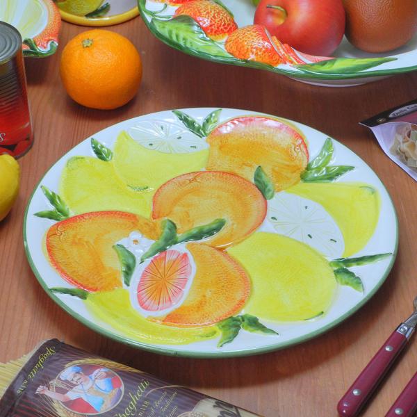 イタリア製 シトラス ディナープレート ハンドメイド ヨーロッパ 食器 レモン食器 フルーツ柄 陶器...