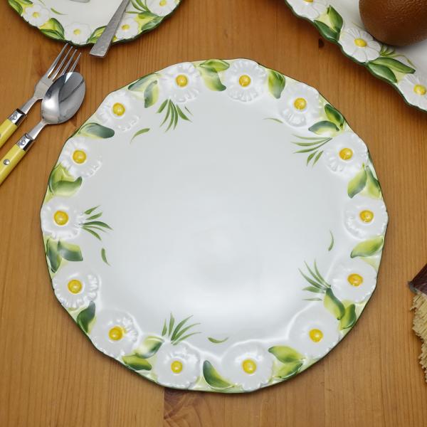 イタリア製 マルゲリータ ディナープレート ハンドメイド ヨーロッパ 食器 白 陶器製 31cm 大...