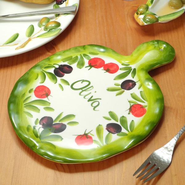 イタリア製 おつまみ チーズボード ブルスケッタ 食器 オリーブ柄 中皿 プレート 壁掛け 絵皿 ア...