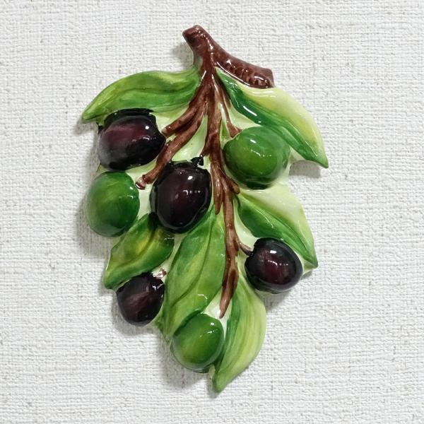 イタリア製 オリーブ 壁掛け インテリア アート お洒落な ヨーロッパ オブジェ キッチン 陶器製 ...