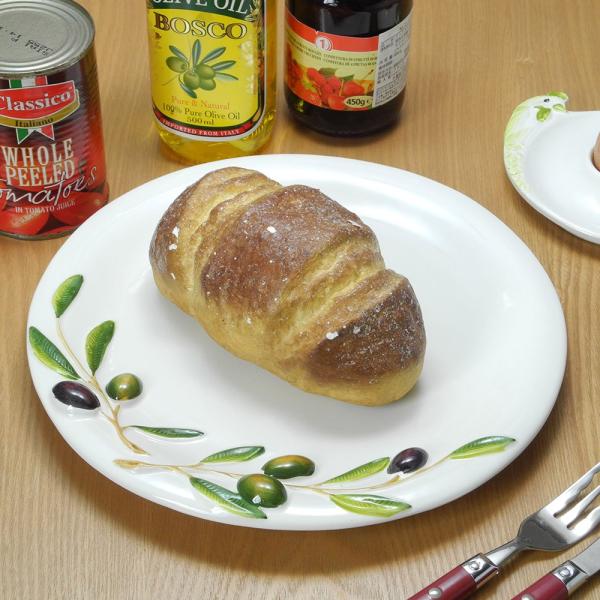 イタリア製 オリーブ ディナープレート 26cm カフェ 陶器製 食器 パーティープレート 白地 平...