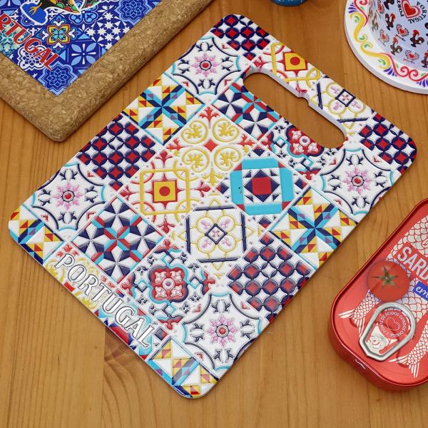 ポルトガル製 陶器 カッティングボード インテリアまな板 アズレージョ 地中海 デザイン 青 黄 絵...