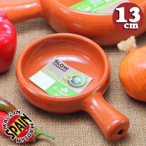 アヒージョ 浅型 片手鍋  スペイン製 テラコッタ製 カスエラ Graupera 一人用 13cm ...