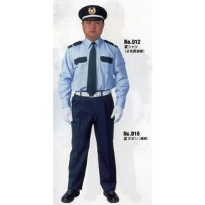 警備服　夏用カッターシャツ上下組（水色肩胸紺）