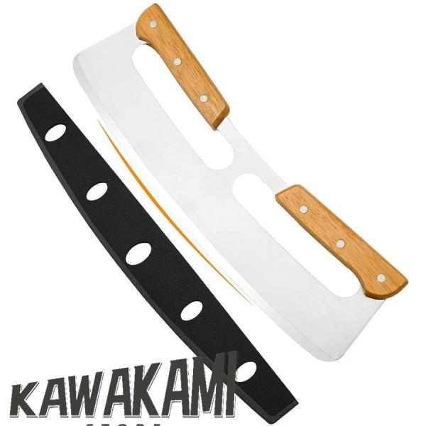 木製ハンドル付き35cmピザカッターロッカー、シャープなステンレススチールピザスライサーホイール、キ...